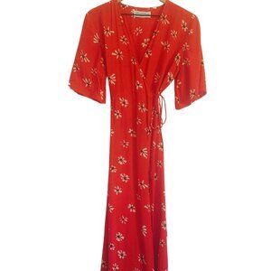 Faithfull the Brand x Anthropologie Rivera Red Floral Wrap Dress NEW
